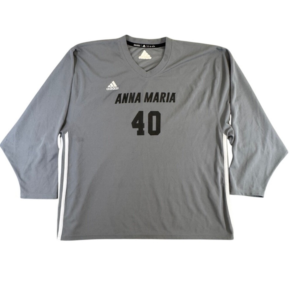 Adidas Anna Maria 40 Grey Long Sleeve V-Neck Sports Jersey Mens XL